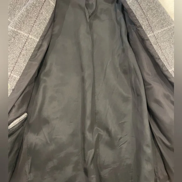 Vintage Alorna Wool Double Breasted Longline Blazer Jacket Grid - Picture 3 of 8